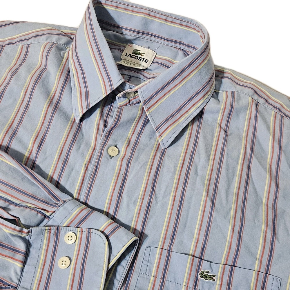 Lacoste Shirt Mens 42 Blue Button Down Lightweight Croc‎ Casual Dress M